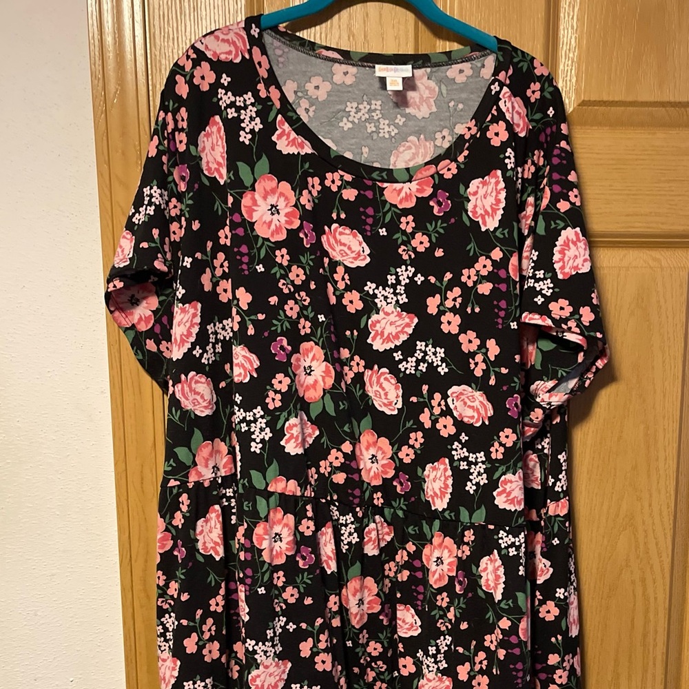 LuLaRoe Black Dress with Pink Floral Print